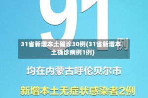 31省新增本土确诊30例(31省新增本土确诊病例1例)
